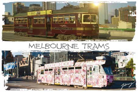 Melbourne Australia, A Postcard with Melbourne Trams.