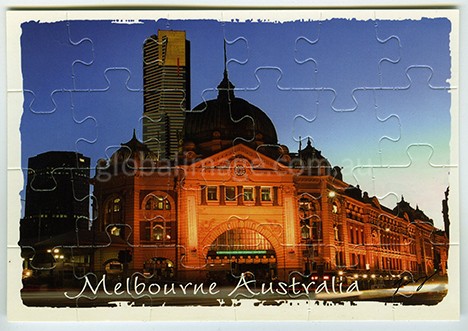 Melbourne Australia Jigsaw Card is overlooking Flinders Street Station