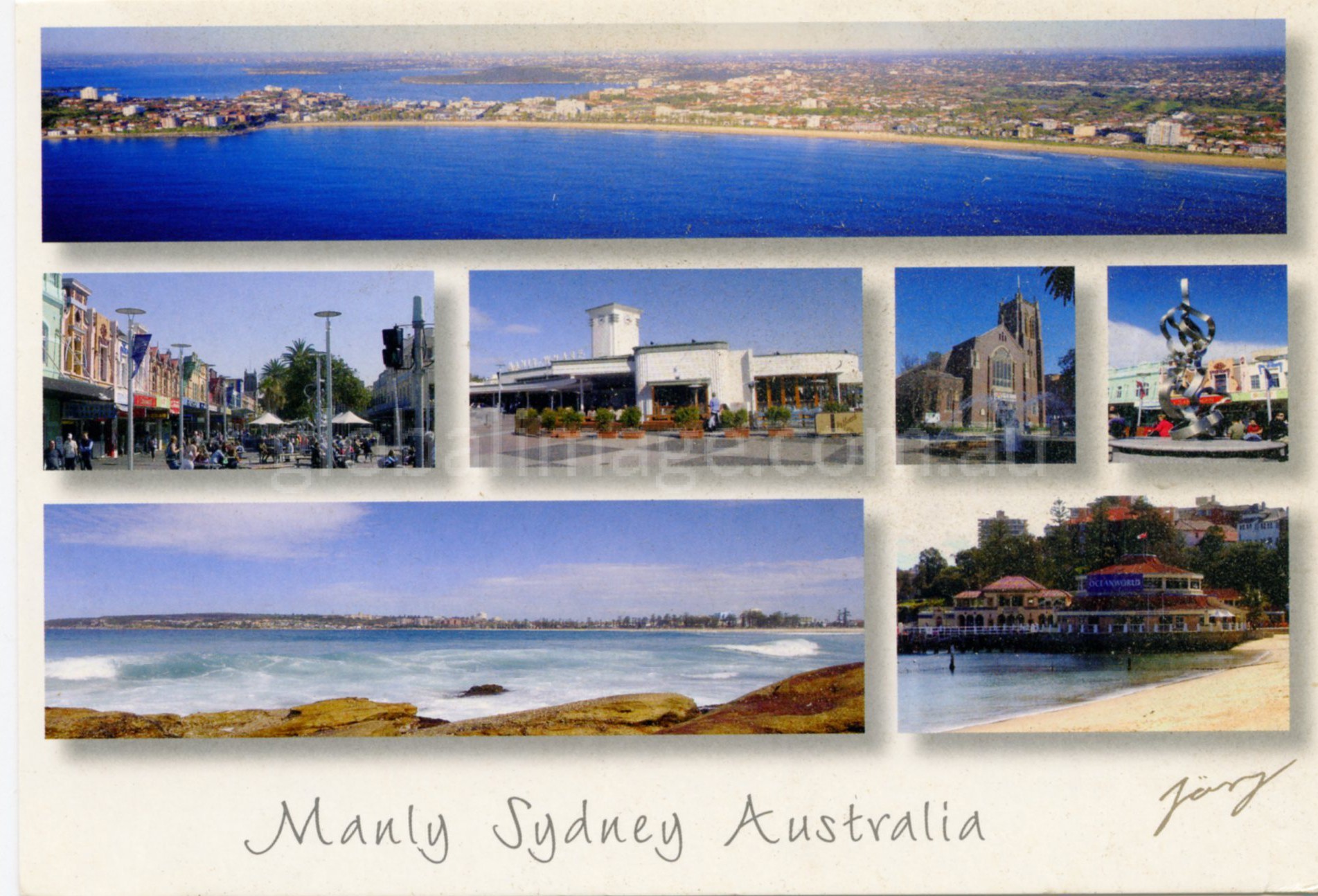 NSW Sydney Manly From the Air Vintage Postcard 